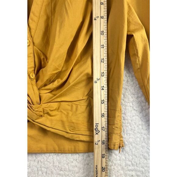 NWT Anthropologie Sunday in Brooklyn Twist Cropped Shirt Blouse Gold Size Small - Picture 9 of 11